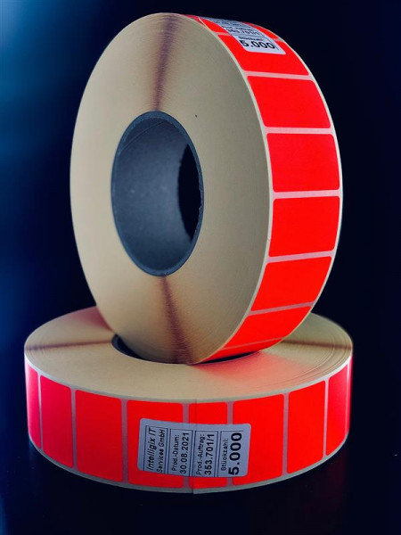 Klebe-Etikett, rot, 40x25mm, 5000/ Rolle, Preis pr